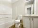 Clean bathroom with shower/tub combo and white vanity at 3781 Harvest Dr, Decatur, GA 30034