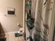 Bathroom with shower, decorative shower curtain at 4805 West Village Way # 3207, Smyrna, GA 30080