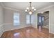 Formal dining room with hardwood floors and chandelier at 2864 Holly Oaks Dr, Marietta, GA 30062