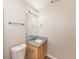 Bathroom featuring granite countertops, wood vanity, and modern fixtures at 611 Shadow Valley Ct, Lithonia, GA 30058