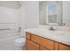 Clean bathroom with single vanity and shower/tub combo at 3187 Kingswood Gln, Decatur, GA 30034