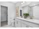 Elegant bathroom with double vanity, marble shower, and walk-in closet at 386 Village Ln, Fairburn, GA 30213