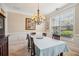 Formal dining room with hardwood floors, chandelier, and window at 1428 Sparkling Cove Dr, Buford, GA 30518