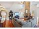 Open floor plan Gathering room with stone fireplace and hardwood floors at 1428 Sparkling Cove Dr, Buford, GA 30518