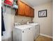 Laundry room with washer, dryer, and ample cabinets at 1428 Sparkling Cove Dr, Buford, GA 30518