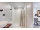 Updated bathroom with a walk-in shower and modern vanity at 1485 Ryan Sw St, Atlanta, GA 30310
