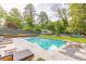 Relaxing backyard with a refreshing pool, comfortable seating, and lush landscaping at 1847 Walker Ave, College Park, GA 30337