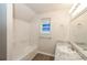 Bathroom with tub shower, vanity, and granite countertop at 417 Tina Hely Ct, Stockbridge, GA 30281