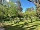 Landscaped backyard with lush greenery and mature trees at 2962 Mcafee Rd, Decatur, GA 30032