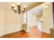Hardwood floor dining room with chandelier and columns at 4100 Paces Se Walk # 1306, Atlanta, GA 30339