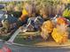 Aerial view of home with autumn leaves and curved street at 2195 Lake Shore Lndg, Alpharetta, GA 30005