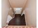 View of entryway from upstairs showing hardwood floors at 138 Slippery Rock Ct, Villa Rica, GA 30180