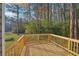 Wooden deck provides backyard access and wooded view at 5385 Telford Ct, Powder Springs, GA 30127