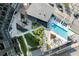 Aerial view of a modern apartment complex with pool at 3107 Peachtree Ne Rd # 1502, Atlanta, GA 30305
