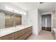 Bathroom with double vanity and modern lighting at 3107 Peachtree Ne Rd # 1502, Atlanta, GA 30305