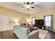 Living room with hardwood floors, ceiling fan, and comfortable seating at 3579 Oakshire Se Way, Atlanta, GA 30354