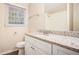 Updated bathroom with granite countertop vanity and shower at 3661 Collins Dr, Douglasville, GA 30135