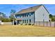 Large backyard with a gray two story home and privacy fence at 100 Leveret Rd, Locust Grove, GA 30248