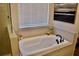 Relaxing bathroom featuring a soaking tub and a large window at 100 Leveret Rd, Locust Grove, GA 30248