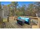 Relaxing deck with wooded views and outdoor furniture at 201 Nina Cir, Locust Grove, GA 30248