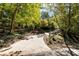 Long driveway leading to a house nestled in a wooded area at 123 Cherry St, Roswell, GA 30075