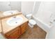 Full bathroom with single sink vanity and tub shower at 7512 Rutgers Cir, Fairburn, GA 30213