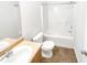 Bathroom with tub, shower, and wood vanity at 7512 Rutgers Cir, Fairburn, GA 30213