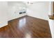 Living room with hardwood floors and a neutral color palette, near entry at 7512 Rutgers Cir, Fairburn, GA 30213