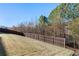 Sloped backyard with wooden privacy fence and scenic views at 6280 Stillwood Ln, Cumming, GA 30041