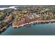 Aerial view of house and private dock on the lake at 923 Pine Cir, Woodstock, GA 30189