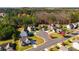 Aerial view of houses on a quiet street with surrounding forest at 515 Ankara Ct, Fairburn, GA 30213