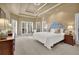 Luxurious main bedroom with high ceilings, large windows, and plush bedding at 345 Devereux Downs, Roswell, GA 30075