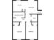 Two-bedroom home floor plan with kitchen, dining area and bedrooms at 5382 Kemper Pl, Stone Mountain, GA 30088