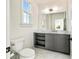 Bathroom with gray vanity, marble flooring and a toilet at 674 Exchange Se St, Atlanta, GA 30315