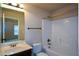 Clean bathroom with tub, shower, vanity, and updated fixtures at 168 Waypoint Dr, Stockbridge, GA 30281
