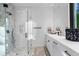 Clean bathroom with geometric patterned tile shower and modern vanity at 2716 Ridgewood Nw Rd, Atlanta, GA 30327