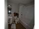 Bathroom under renovation, toilet, sink, and shower at 4922 Rock Springs Rd, Lithonia, GA 30038