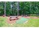 Landscaped backyard with picnic table and mini golf course at 1112 Osprey Nw Rdg, Kennesaw, GA 30152