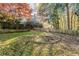 Landscaped backyard with a wooden fence and steps at 271 Kings Walk, Douglasville, GA 30134