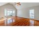 Living room with hardwood floors, vaulted ceiling and bay window at 271 Kings Walk, Douglasville, GA 30134