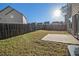 Fenced backyard with patio, grass, and neighboring houses visible at 2291 Elise Way, Hampton, GA 30228