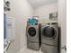 Laundry room with washer, dryer and shelving at 510 Cooper Ln, Woodstock, GA 30189