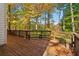 Wooden deck with wooded views and benches at 230 Wessex Ct, Atlanta, GA 30328