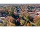 Aerial view of home and neighborhood, highlighting autumn foliage and nearby school at 111 Swanton Hill Ct, Decatur, GA 30030
