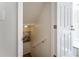 Stairs leading to the basement with built-in workspace at 111 Swanton Hill Ct, Decatur, GA 30030