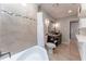 Clean bathroom with tile flooring and bathtub shower combo at 111 Swanton Hill Ct, Decatur, GA 30030