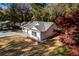 White house with gray roof, surrounded by trees, showcasing a large backyard at 413 Cranfill Se Rd, Marietta, GA 30060