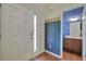 Entryway with coat hooks, powder room, and hardwood flooring at 138 Gorham Gates Dr, Hiram, GA 30141