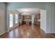 Open concept kitchen with island and stainless steel appliances at 138 Gorham Gates Dr, Hiram, GA 30141