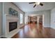 Living room features hardwood floors, fireplace and an open concept design at 138 Gorham Gates Dr, Hiram, GA 30141